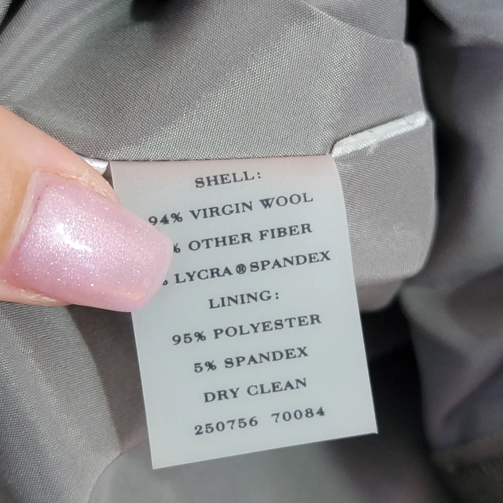 Ann Taylor Virgin Wool Stretch Asymmetrical One-Button Blazer sz 2 Tan Gray